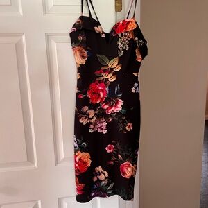 Premier Amour Black Floral Midi Dress